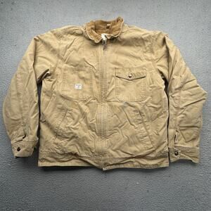 American Eagle Duck Canvas Lined Work Jacket Mens Large Full Zip Pockets Brown